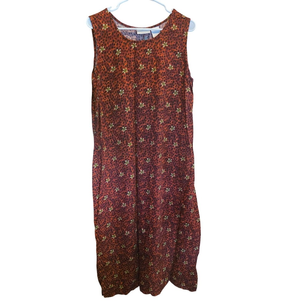Vintage Worthington Full Length Dress 18 Womens Red Black Sleeveless Pullover